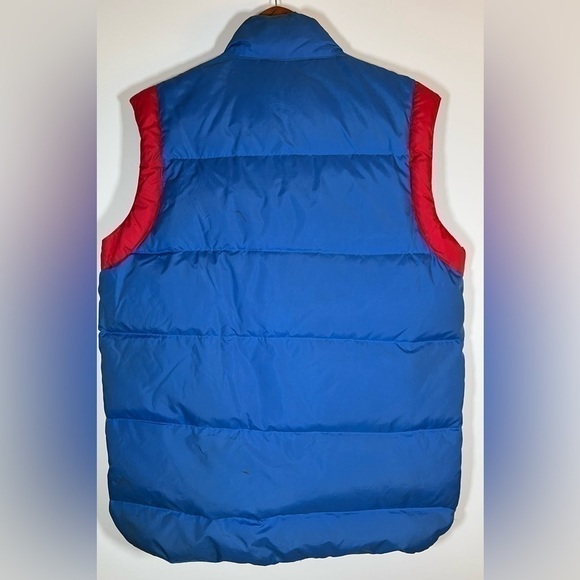 Vintage 80s blue red snap zip down puffer vest sz XL mens snowboard streetwear - Picture 2 of 8